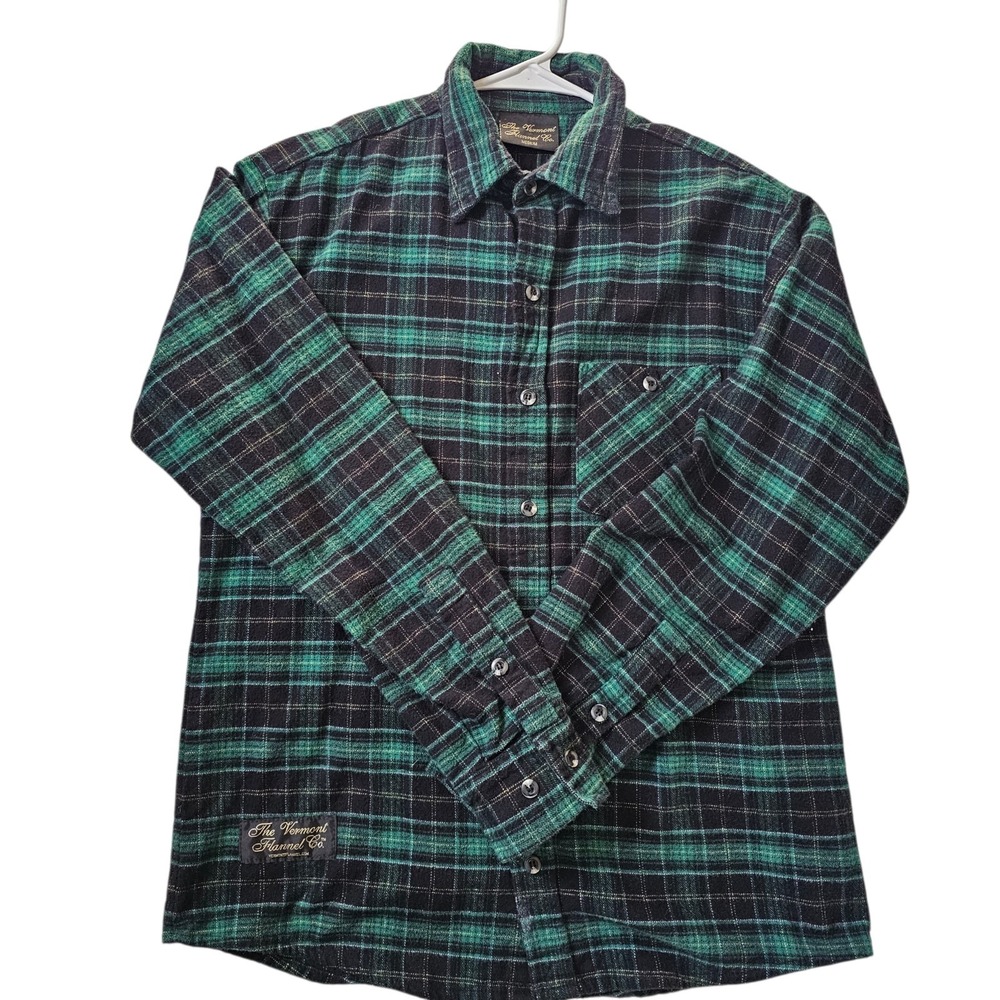 The Vermont Flannel Co Green Black Plaid Long Sleeve‎ Flannel Shirt Mens Medium